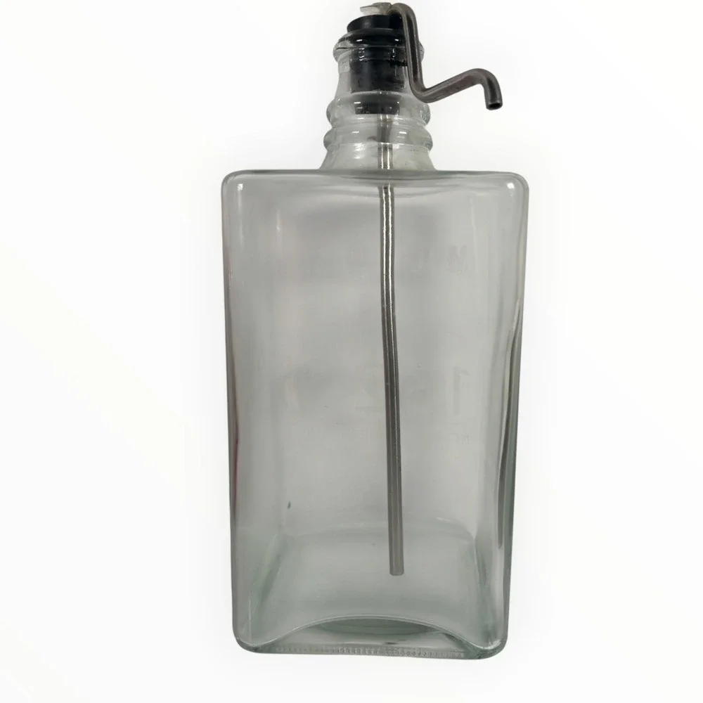 Unbranded Mouthwash Decanter Bottle Clear Glass 8in Etched 1320 North Courthouse